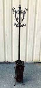 lot 120 image: Bronze and Black Metal Coat Rack with Umbrella Stand