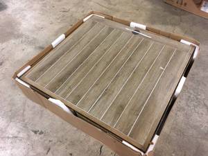 Mix and Match 72 in. Rectangular Metal Outdoor Dining Table with Farmhouse Trestle Base and Tile Tabletop by StyleWell Customer Returns See Terms on Auction