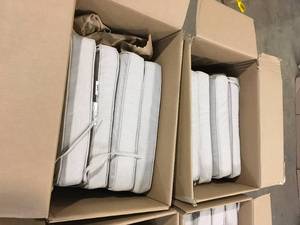 5 Boxes of Hampton Bay 20 in. x 4 in. Putty Square Outdoor Medium Seat Pad Cushion (6-Pack) Customer Returns See Terms on Auction