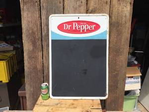 lot 3 image: Vintage Drink Dr. Pepper Metal Chalkboard Sign