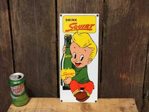 lot 10 image: Vintage Ande Rooney Porcelain Nostalgic Squirt Sign
