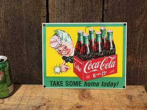 lot 11 image: Vintage Coca Cola Porcelain Nostalgic Sign