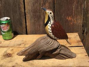 lot 20 image: Teske - Hand Carved Bird On Driftwood