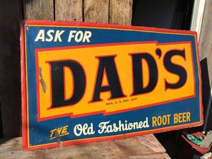 lot 86 image: Vintage DADs Root Beer Metal Sign