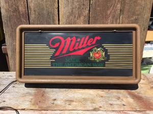 lot 134 image: Vintage Miller Made The American Way Light-up Sign