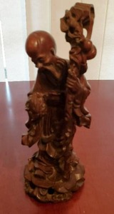 lot 42 image: Hand Carved Wood Asian Immortal Statue