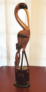 lot 45 image: Large Hand Carved Stork Crane Heron Folk Art