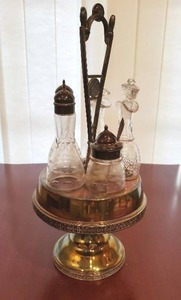 lot 201 image: Old Silverplated Cruet Serving Set