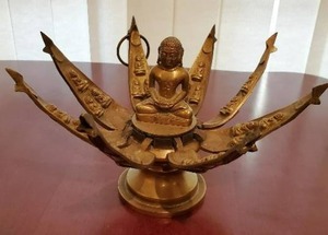 lot 204 image: Lord Mahavira Brass Lotus Temple