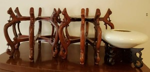 lot 346 image: Three Decorative Wood Stands With Bowl