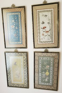 lot 347 image: Five  Asian Style Silk Artworks