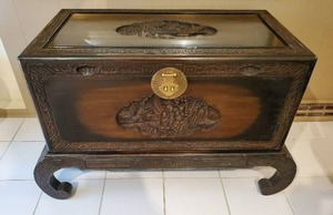 lot 63 image: Carved Wood Asian Chest