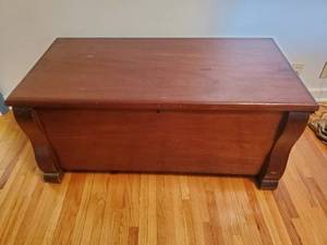 lot 87 image: Wood Chest by Corvin. Made in U.S.A