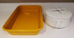 lot 120 image: Two Enamelware Baking Dishes Including One by Dansk