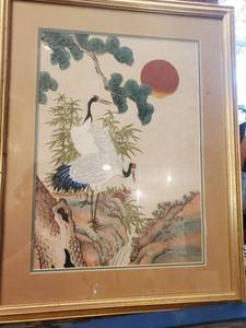 lot 131 image: Framed Wall Art of Japanese Cranes