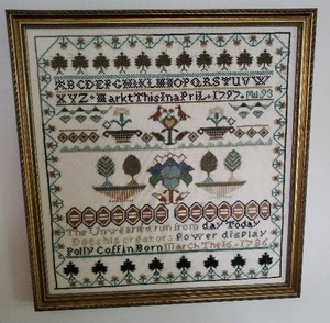 lot 282 image: Framed Embroidered Stitch Sampler