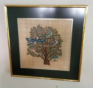 lot 285 image: Hand Painted Tree of Life on Papyrus
