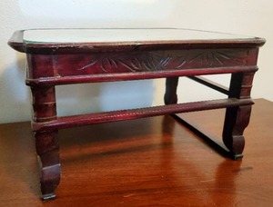 lot 291 image: Carved Wood Table or Stool with Mirrored Top