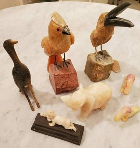 lot 450 image: Collection of Figurines Including Several Stone Carved