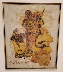 lot 456 image: Framed Batik Style Tapestry