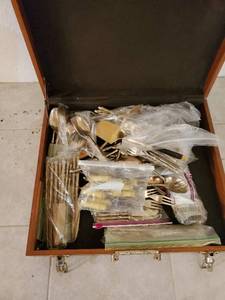 lot 462 image: Bamboo Style Silverware Set with Other Misc. Silverware