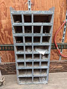 lot 52 image: Bolt Bin w Contents - About 50 x 21.5 x 9.5 - NO SHIPPING