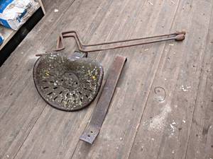 lot 78 image: Antique Tractor Seat, Bar and Starting Wrenches - NO SHIPPING