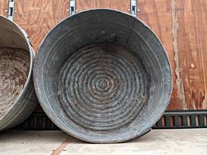lot 92 image: Vintage Galvanized Tub - About 24 Diameter and 11 Deep - NO SHIPPING