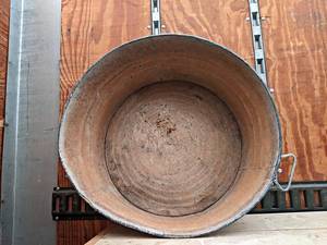 lot 95 image: Vintage Galvanized Tub - About 24 Diameter and 11 Deep - NO SHIPPING