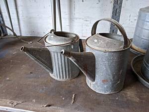 lot 101 image: Pair of Vintage Galvanized Watering Cans - NO SHIPPING