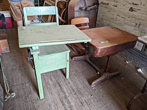 lot 105 image: Pair of Antique Childrens School Desks - NO SHIPPING