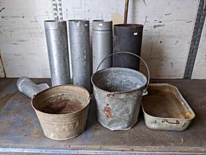 lot 118 image: Large Lot of Vintage Galvanized Buckets and More - NO SHIPPIING