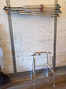 lot 139 image: (3) Sets of Aluminum Crutches and  Aluminum Walker - NO SHIPPING