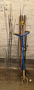 lot 156 image: Lot of Fence Posts, Garden Claw and More - NO SHIPPING