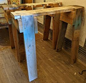 lot 157 image: Pair of Wood Saw Horses - 41 Wide x 36 Tall - NO SHIPPING