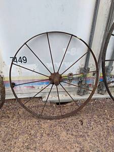lot 165 image: Antique Steel Wheel - About 36 Diameter x 2 Wide - NO SHIPPING