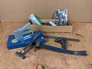lot 196 image: Pry Bar, Drill Bits, Square and More