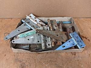 lot 201 image: Large Lot of Vintage and Modern Hinges - Barn Hinges, Door Hinges