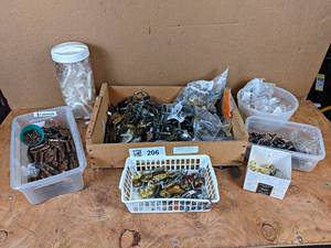 lot 206 image: Huge Lot of Hinges and Drawer Pulls