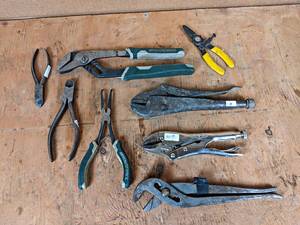 lot 215 image: Lot of Adjustable Pliers, Locking Pliers, Wire Cutters and More