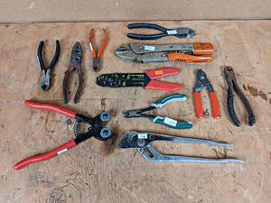 lot 216 image: Lot of Adjustable Pliers, Locking Pliers, Wire Cutters and More