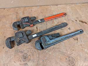 lot 219 image: (3) Pipe Wrenches - (2) 18 and (1) 14