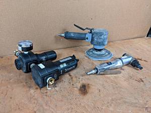 lot 229 image: Pneumatic Air Nibbler, Orbital Sander and regulator