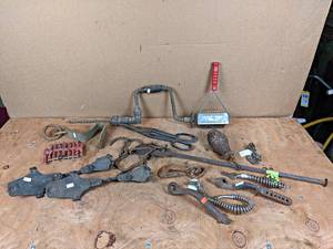 lot 233 image: Antique Stove Handles, Ice Skates, Tools and More