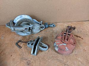 lot 241 image: Aluminum Pulley and Antique Cast Iron & Wood Pulley