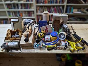 lot 257 image: Assorted Misc. - Meat Grinders, Pump, U-Joint, Show Stretchers, Hedge Clippers and More - NO SHIPPING