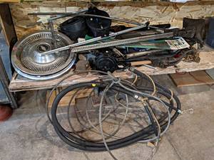 lot 292 image: Large Lot of Misc. - Hubcaps, AC Compressor, Lawn Mower Blade and More - NO SHIPPING