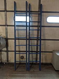 lot 296 image: Pair of Blue Wood Ladders - Each is about 96 Tall x 17 Wide - NO SHIPPING
