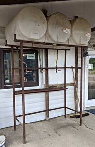 lot 6A image: (3) Tank Oil Dispenser on Stand - Overall about 100 Tall x 42 Deep x 62 Wide - NO SHIPPING