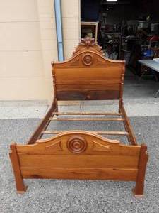 Carved Wood Bed With Frame Rails 54x77x60